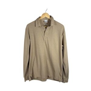 Zara Men's Tan Long Sleeve Polo Shirt